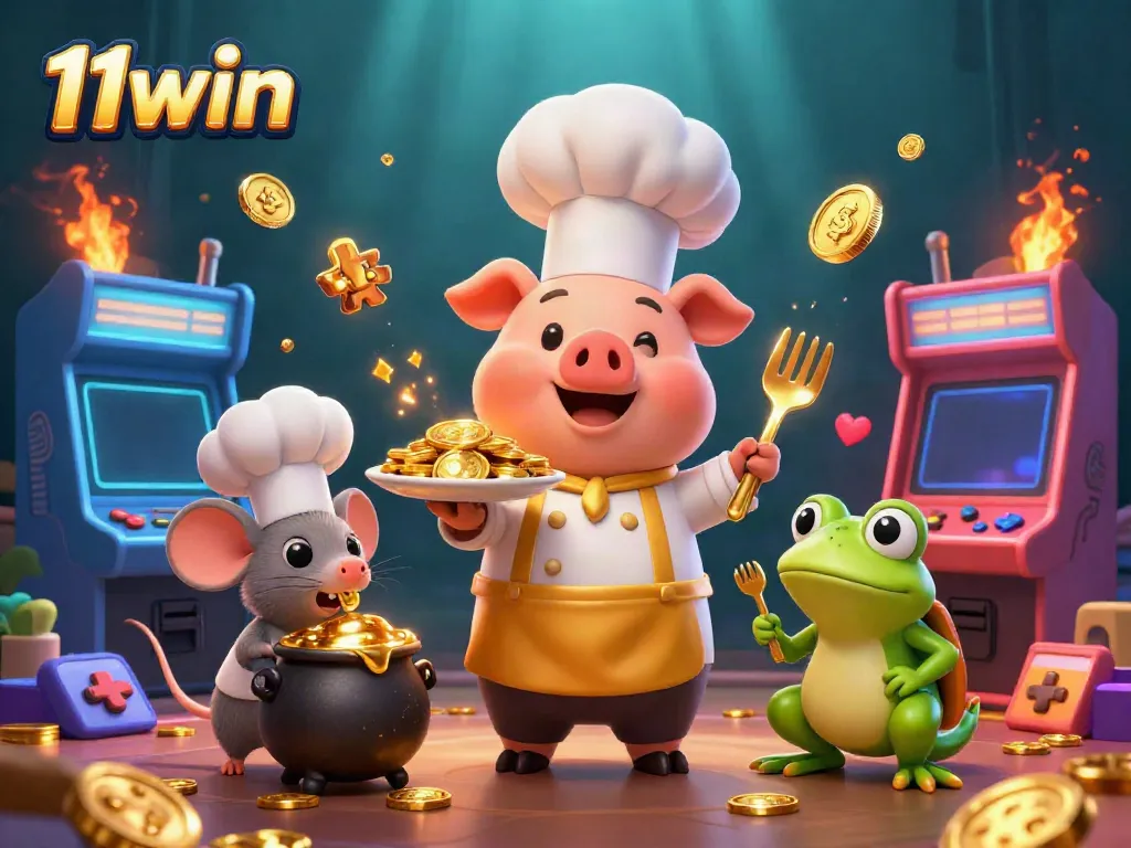 Experience the thrill of winning at 11win with vibrant casino characters and gold coins.