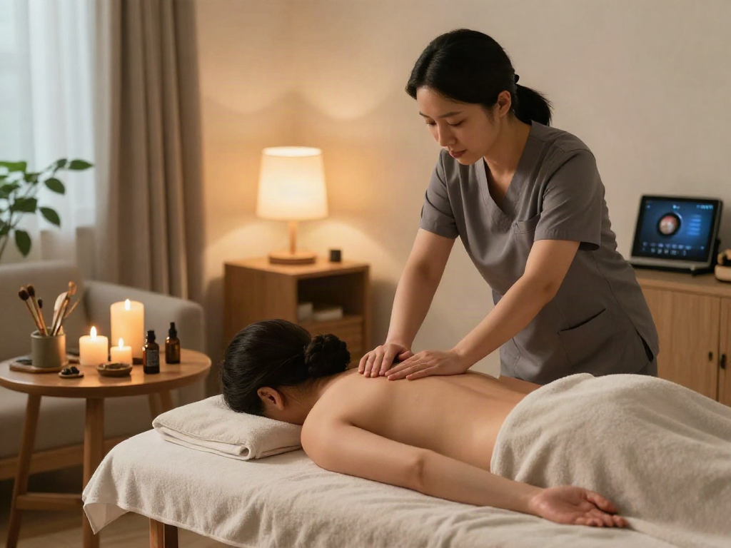 Enjoying 수원출장마사지 in a serene home setting with relaxing ambiance.