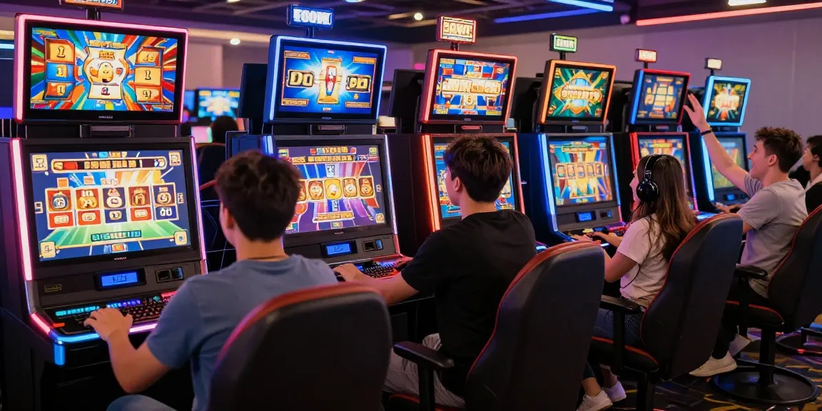 Ruang permainan situs slot gacor dengan pemain yang bersemangat meraih jackpot
