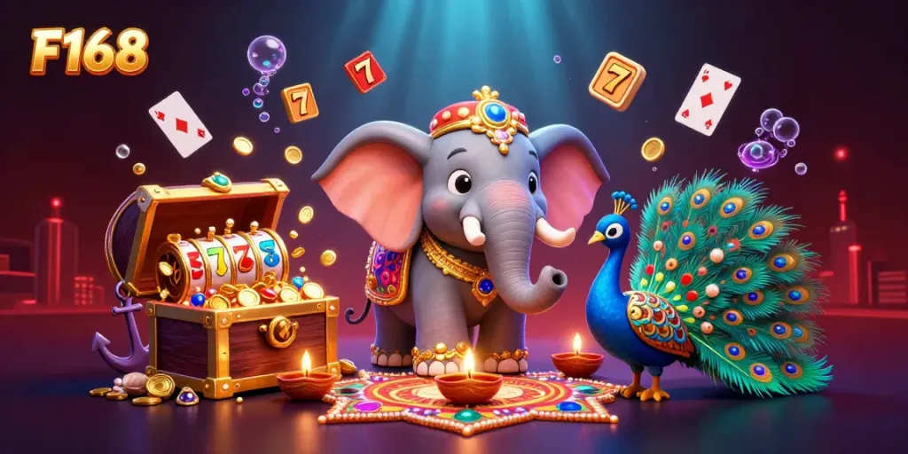 Experience thrilling slots at F168's engaging fantasy scene featuring vibrant characters and dynamic elements.