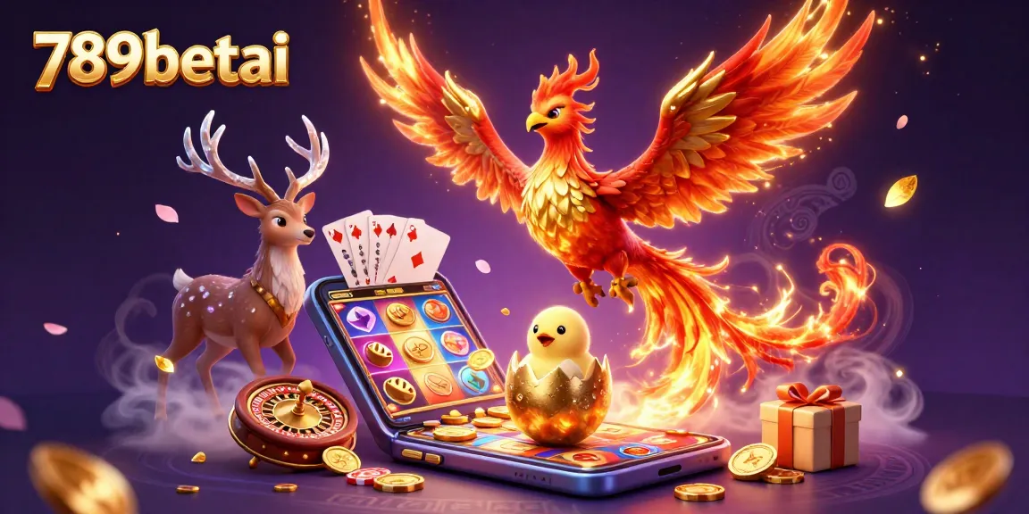 Experience thrilling wins at 789betai with a dazzling fire phoenix and casino elements.