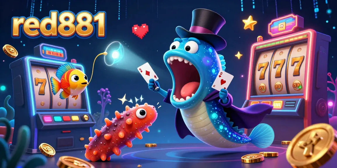 Catch the action of red881 with a deep-sea eel performing magic tricks in a colorful casino scene.