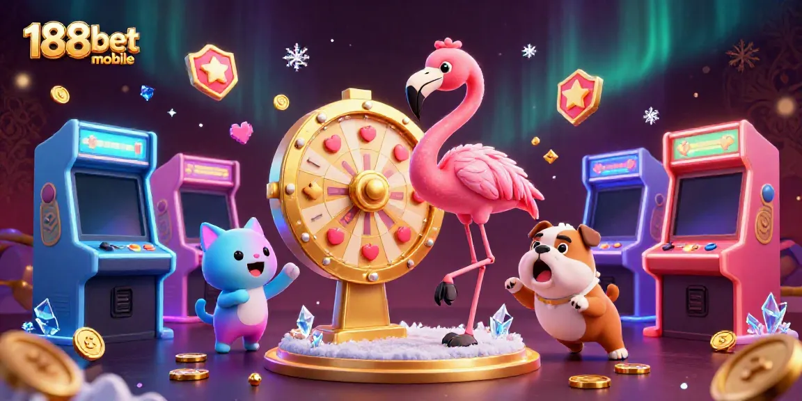 Exciting scene featuring 188bet mobile characters in a dynamic casino setting, showcasing vibrant gambling elements
