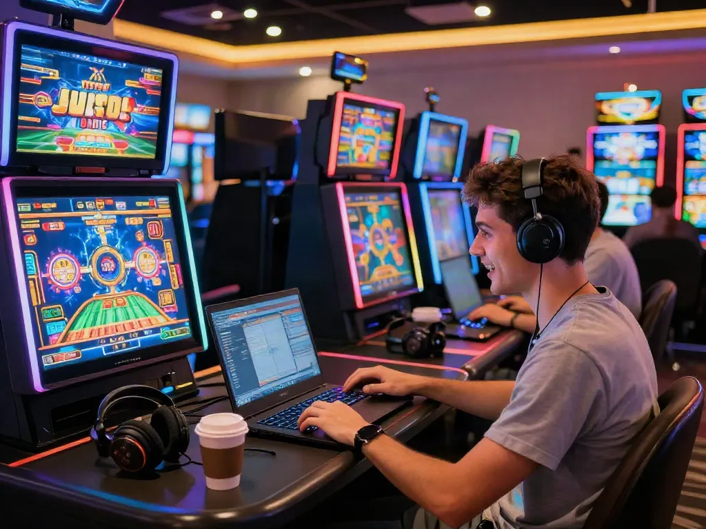 Excited player at https://du88az.net/ enjoys a vibrant online gaming experience.