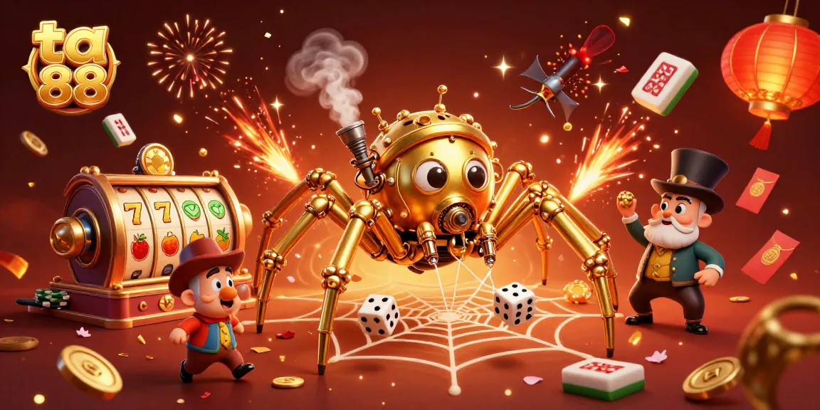 Engage with ta 88 in this vibrant 3D illustration showcasing steampunk casino elements and dynamic action.