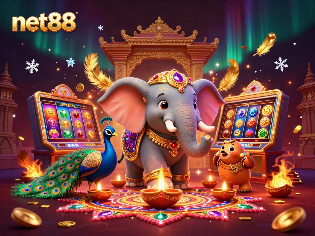 Spin the reels with net88's stunning casino atmosphere showcasing vibrant elements and rich details.