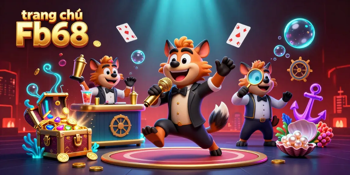Engage in the dynamic world of trang chủ Fb68 with vibrant hyenas in a lively casino scene, showcasing comedy, drinks, and excitement.