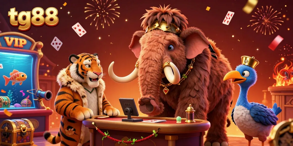 Experience the excitement of tg88 casino with a lively scene featuring unique characters and dynamic gaming elements.