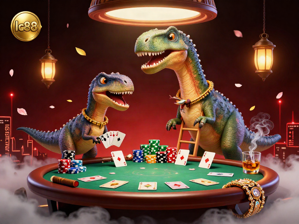 Experience lc88 in a vibrant poker scene with animated characters and colorful casino elements.