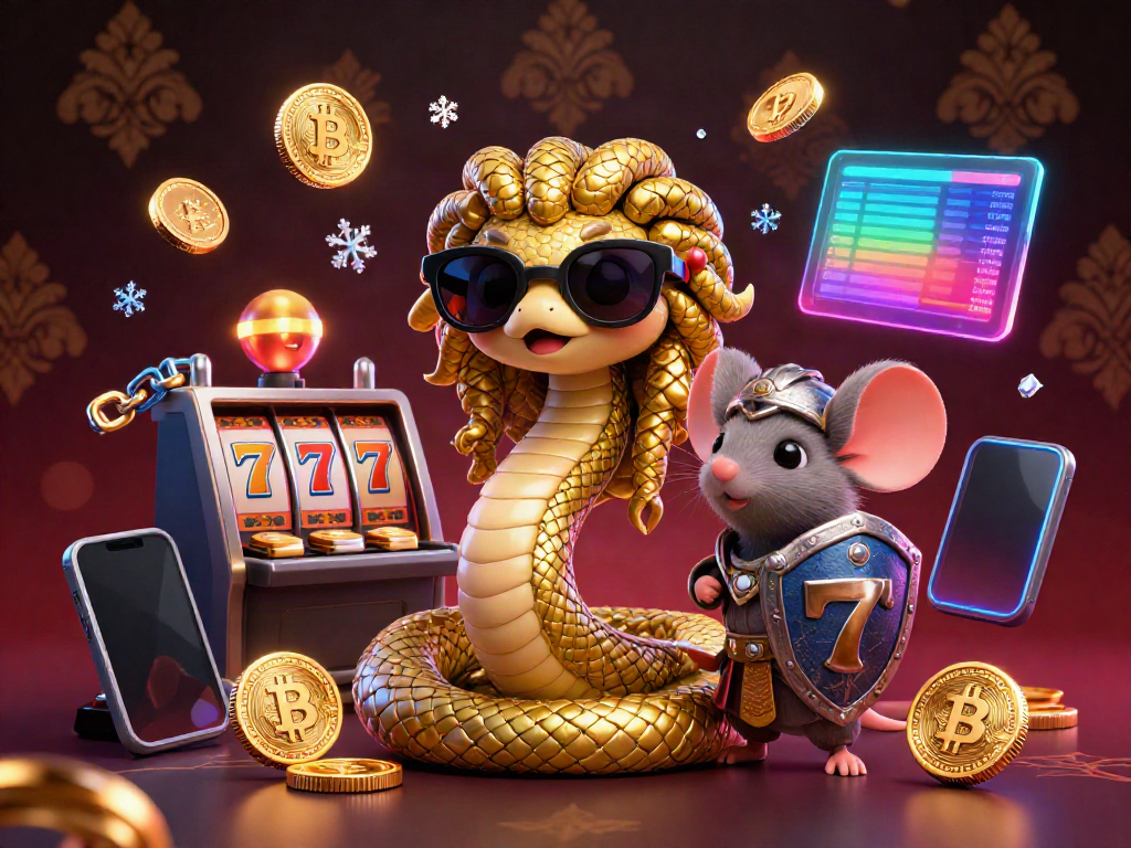 Experience UFABET's exciting gaming with Medusa and a warrior mouse amidst vibrant casino elements.