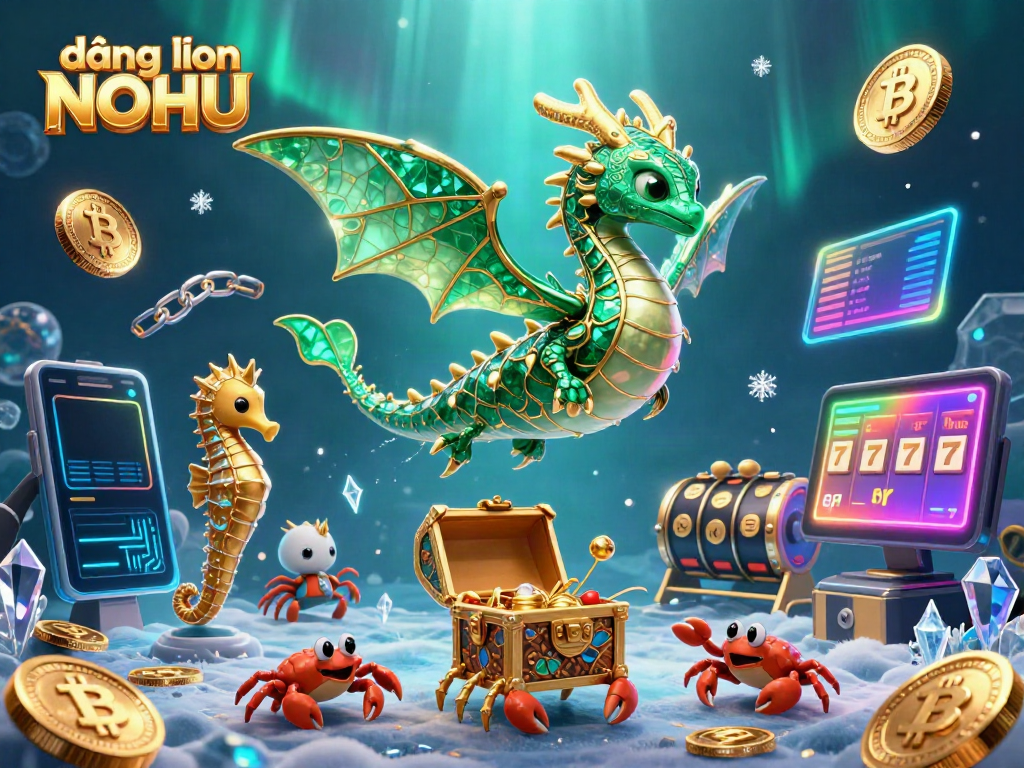 Engage in exciting gameplay with đăng nhập NOHU as a majestic sea dragon guards treasure coins within a vibrant underwater casino scene.