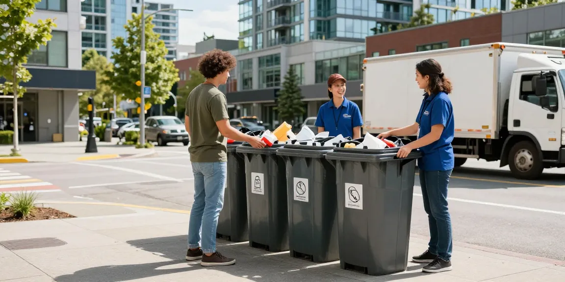 Bin rentals Vancouver service with a customer engaging for waste disposal options.
