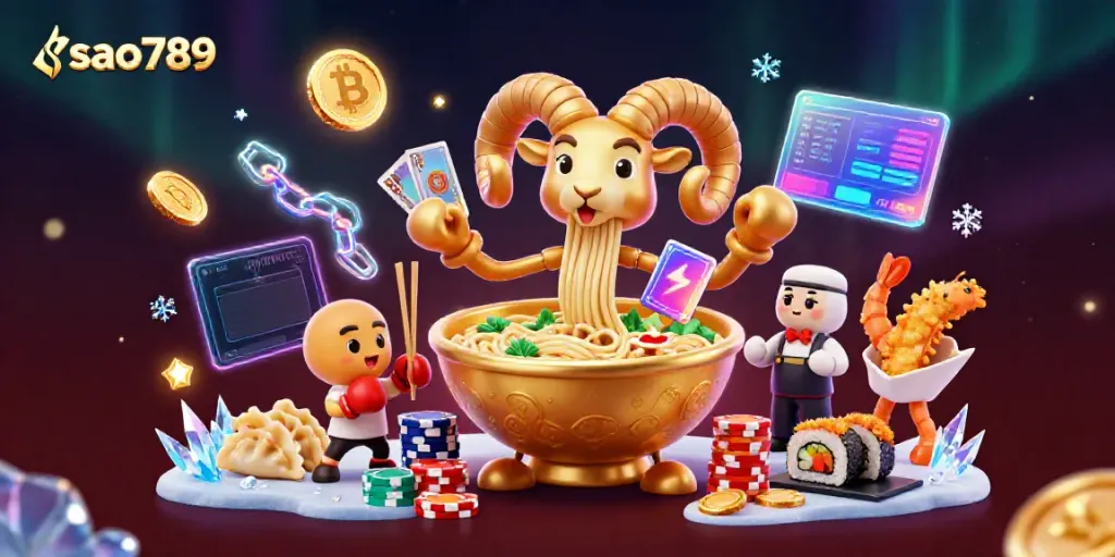 Experience action at sao789 with a vibrant 3D casino-themed illustration featuring engaging characters and crypto elements.