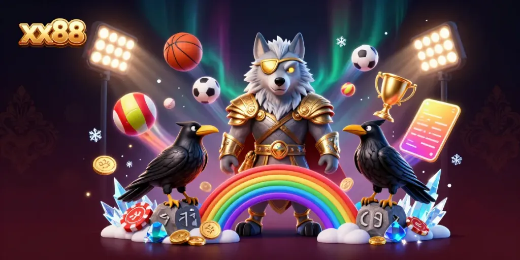 Experience thrilling betting with xx88 showcased in a vibrant 3D casino-themed illustration.