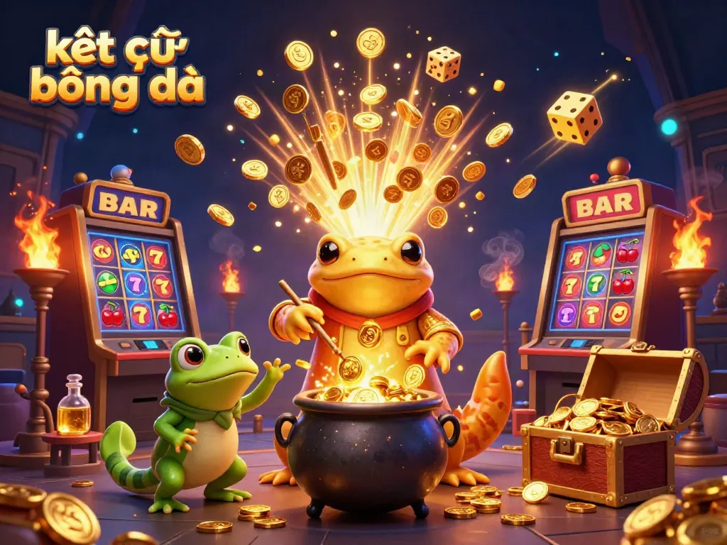 Experience kết quả bóng đá with a vibrant 3D scene of exciting casino gameplay elements and magical characters.