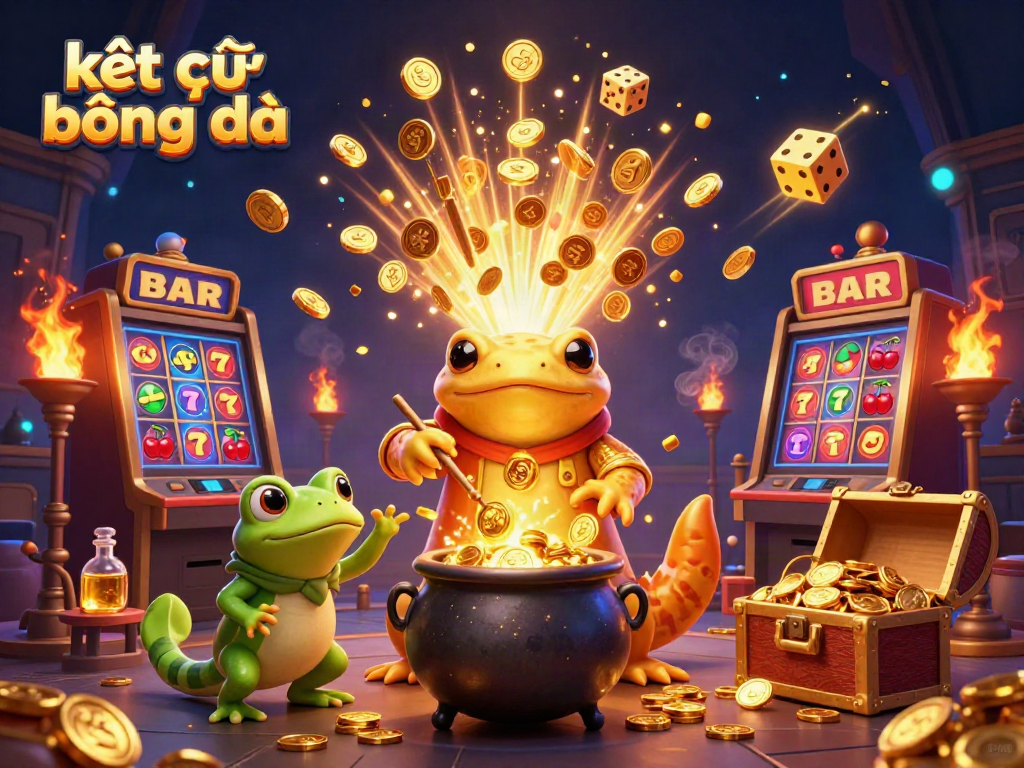 Experience kết quả bóng đá with a vibrant 3D scene of exciting casino gameplay elements and magical characters.